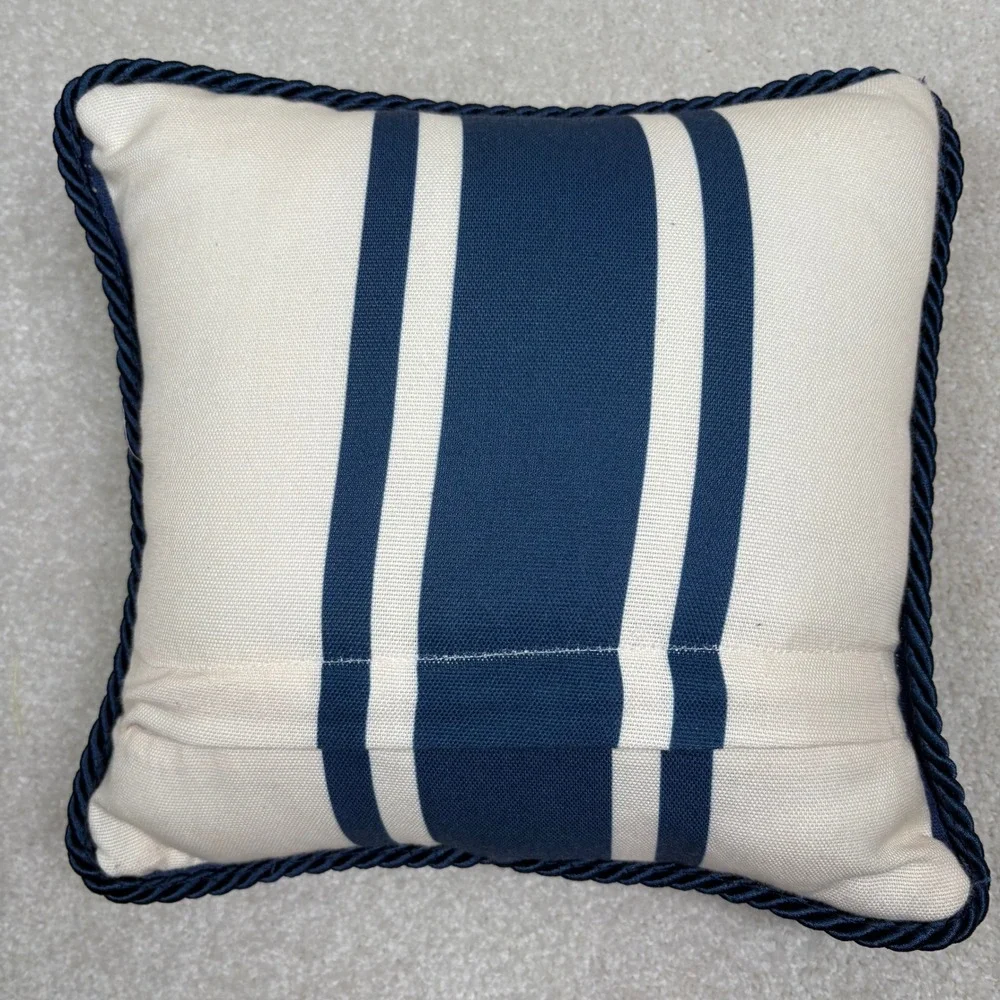 Lighthouse Scripture Pillow Psalm 27:1 Nautical Navy Blue Cream 11.5